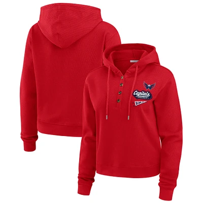 Women's WEAR by Erin Andrews  Red Washington Capitals Waffle-Knit Pullover Hoodie