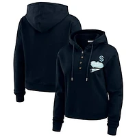 Women's WEAR by Erin Andrews  Deep Sea Blue Seattle Kraken Waffle-Knit Pullover Hoodie