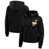 Women's WEAR by Erin Andrews  Black Pittsburgh Penguins Waffle-Knit Pullover Hoodie