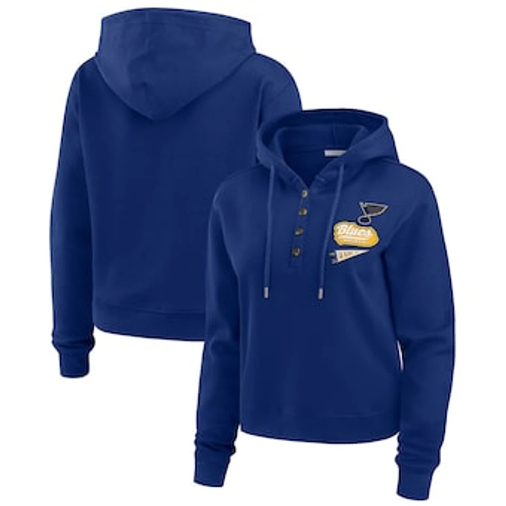 Women's WEAR by Erin Andrews  Blue St. Louis Blues Waffle-Knit Pullover Hoodie