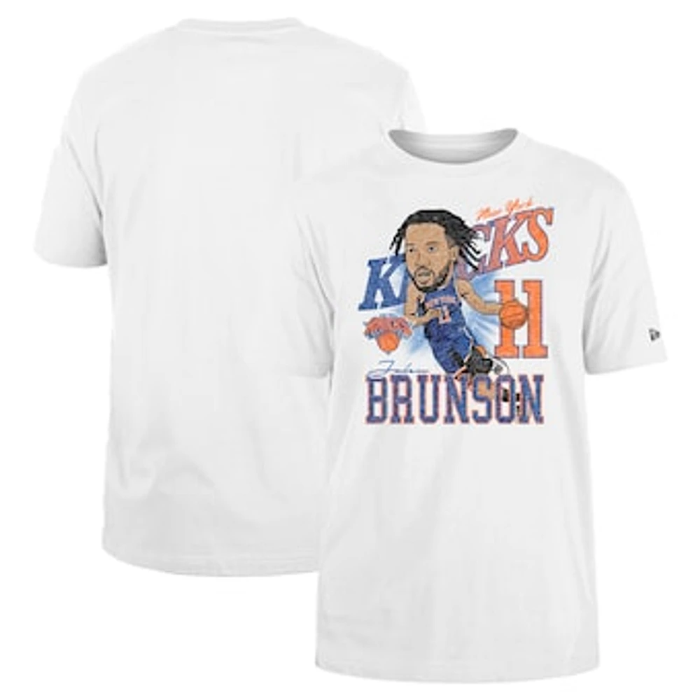 Men's New Era Jalen Brunson White York Knicks Caricature Player T-Shirt