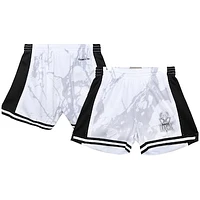 Women's Mitchell & Ness  White Milwaukee Bucks Hardwood Classics Marble Shorts