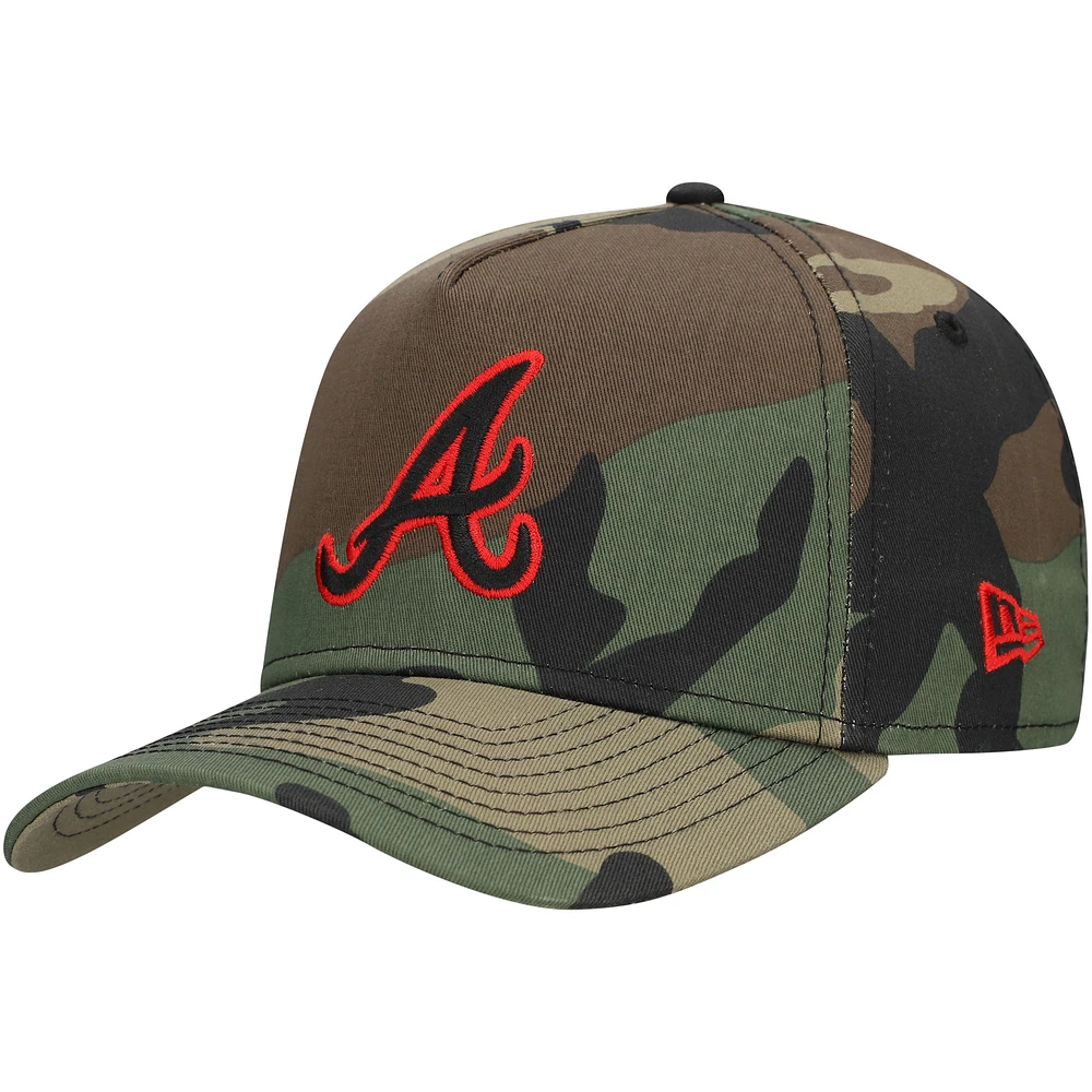 Men's New Era Camo Atlanta Braves Woodland Team Pop 9FORTY A-Frame Adjustable Hat