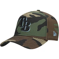 Men's New Era Camo Tampa Bay Rays Woodland Team Pop 9FORTY A-Frame Adjustable Hat