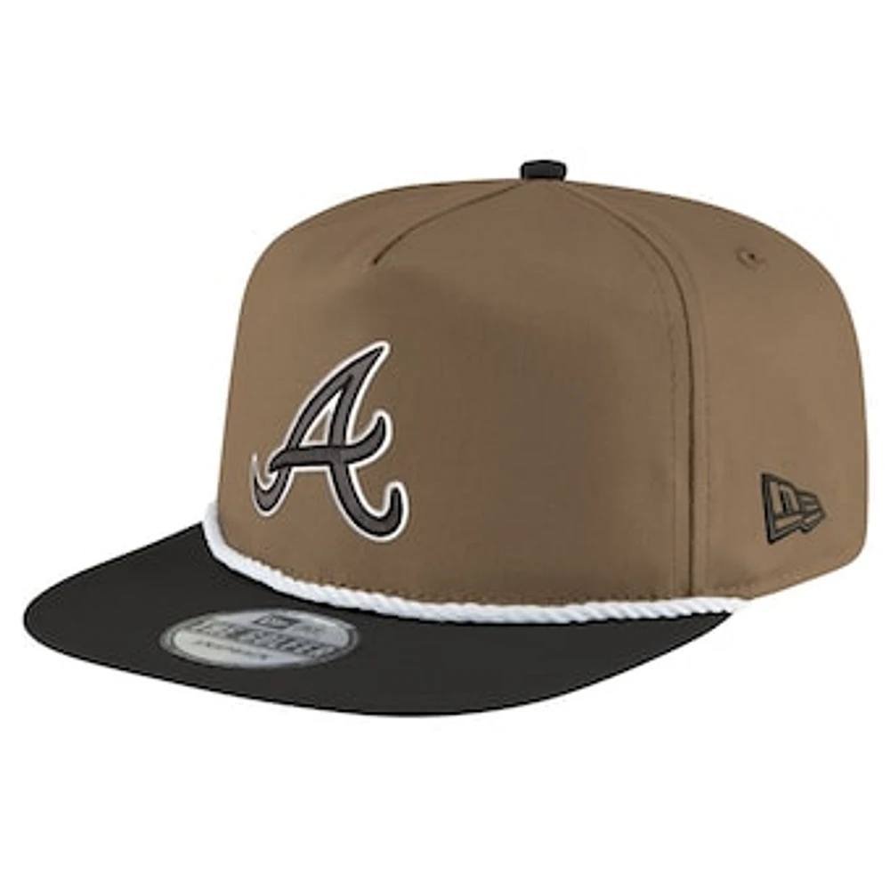 Men's New Era Khaki/Black Atlanta Braves Golfer Snapback Hat