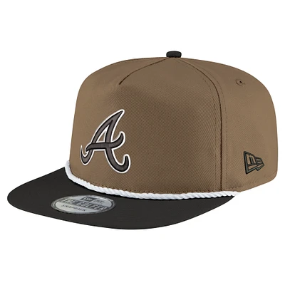 Men's New Era Khaki/Black Atlanta Braves Golfer Snapback Hat