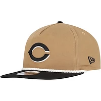 Men's New Era Khaki/Black Cincinnati Reds Golfer Snapback Hat