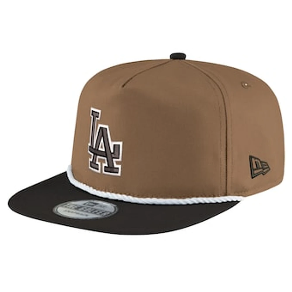 Men's New Era Khaki/Black Los Angeles Dodgers Golfer Snapback Hat