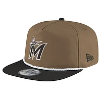 Men's New Era Khaki/Black Miami Marlins Golfer Snapback Hat