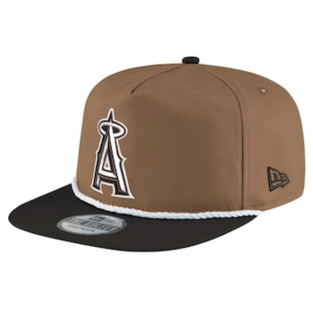 Men's New Era Khaki/Black Los Angeles Angels Golfer Snapback Hat