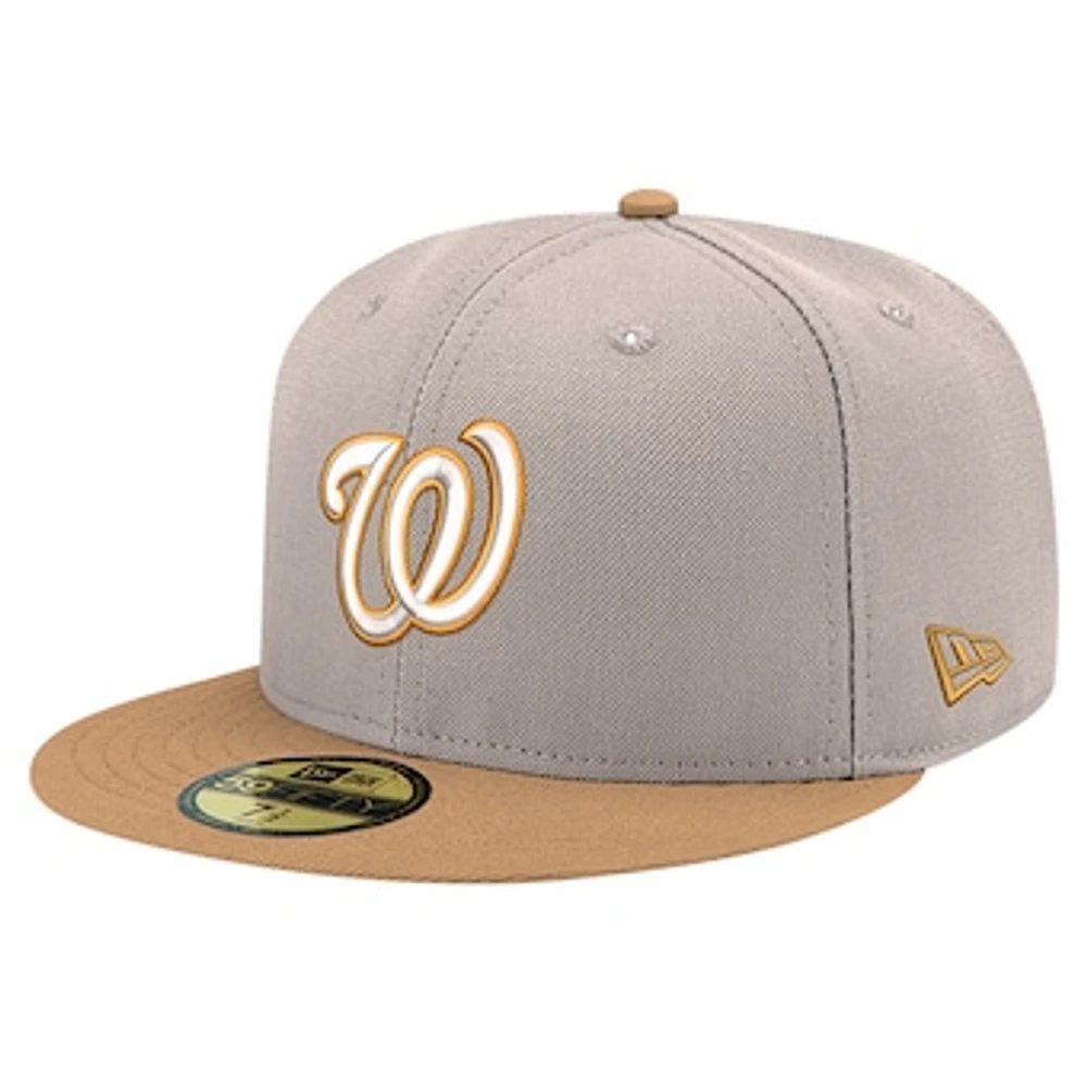 Men's New Era Khaki Washington Nationals Stone Panama 59FIFTY Fitted Hat