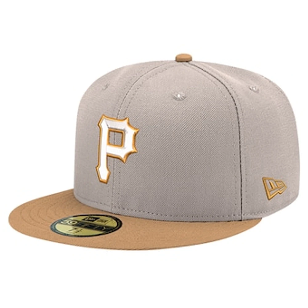 Men's New Era Khaki Pittsburgh Pirates Stone Panama 59FIFTY Fitted Hat