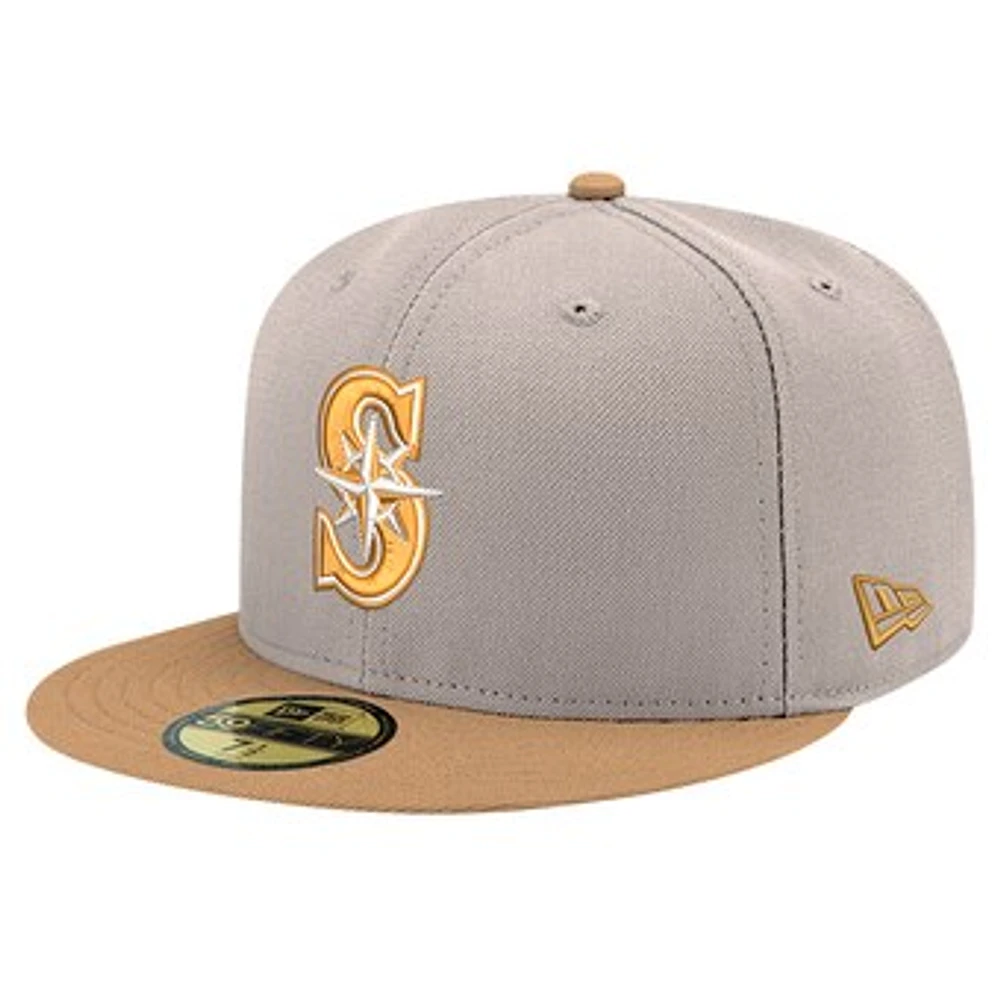 Men's New Era Khaki Seattle Mariners Stone Panama 59FIFTY Fitted Hat