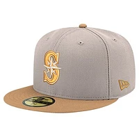 Men's New Era Khaki Seattle Mariners Stone Panama 59FIFTY Fitted Hat