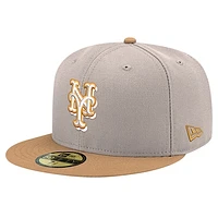 Men's New Era Khaki York Mets Stone Panama 59FIFTY Fitted Hat