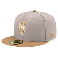 Men's New Era Khaki York Mets Stone Panama 59FIFTY Fitted Hat