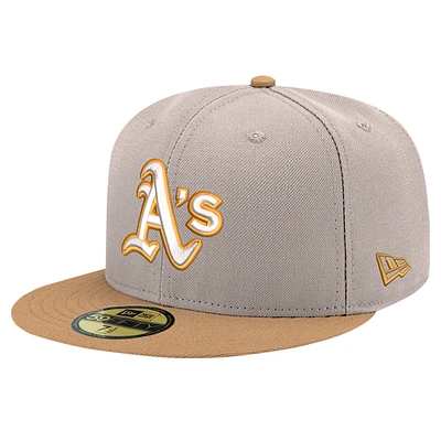 Men's New Era Khaki Oakland Athletics Stone Panama 59FIFTY Fitted Hat