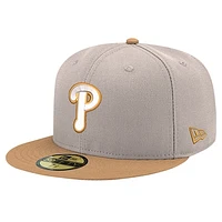 Men's New Era Khaki Philadelphia Phillies Stone Panama 59FIFTY Fitted Hat