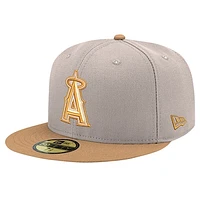 Men's New Era Khaki Los Angeles Angels Stone Panama 59FIFTY Fitted Hat