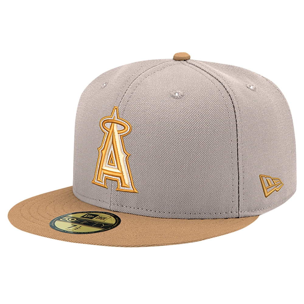 Men's New Era Khaki Los Angeles Angels Stone Panama 59FIFTY Fitted Hat