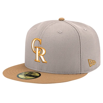 Men's New Era Khaki Colorado Rockies Stone Panama 59FIFTY Fitted Hat