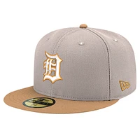 Men's New Era Khaki Detroit Tigers Stone Panama 59FIFTY Fitted Hat