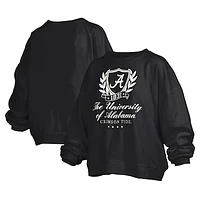 Women's Pressbox Black Alabama Crimson Tide Big Aug Script Janice Oversized Pullover Sweatshirt