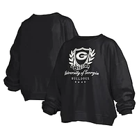 Women's Pressbox Black Georgia Bulldogs Big Aug Script Janice Oversized Pullover Sweatshirt