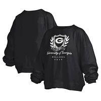 Women's Pressbox Black Georgia Bulldogs Big Aug Script Janice Oversized Pullover Sweatshirt