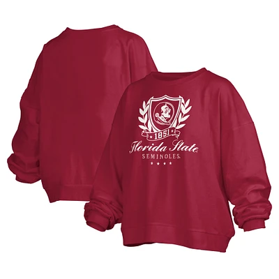 Women's Pressbox Garnet Florida State Seminoles Big Aug Script Janice Oversized Pullover Sweatshirt