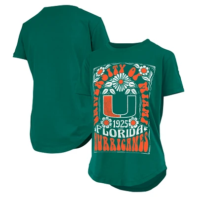 Women's Pressbox  Green Miami Hurricanes Irvine Floral Team Color T-Shirt