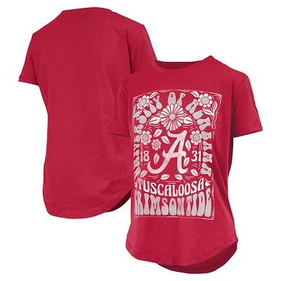 Women's Pressbox  Crimson Alabama Tide Irvine Floral Team Color T-Shirt