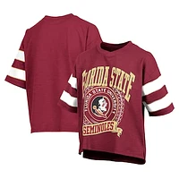 Women's Pressbox Garnet Florida State Seminoles Emily Sleeve Stripe Slub T-Shirt