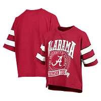 Women's Pressbox Crimson Alabama Crimson Tide Emily Sleeve Stripe Slub T-Shirt