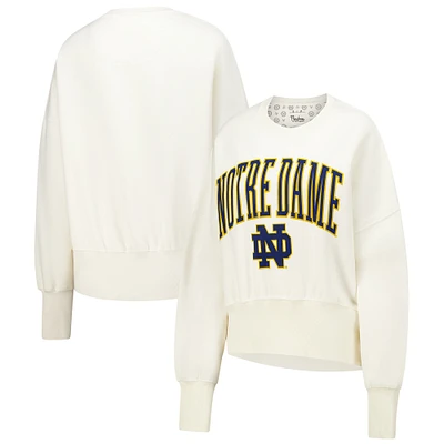 Women's Pressbox  Ivory Notre Dame Fighting Irish Oversized Waist-Length Crewneck Sweatshirt