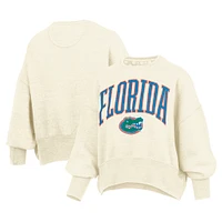 Women's Pressbox  Ivory Florida Gators Oversized Waist-Length Crewneck Sweatshirt