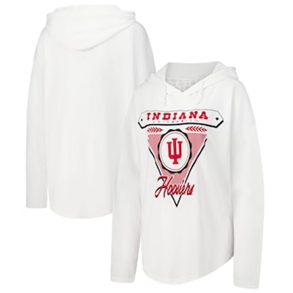 Women's Pressbox White Indiana Hoosiers San Bruno Hoodie Long Sleeve T-Shirt