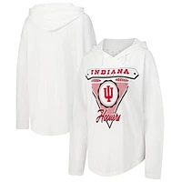 Women's Pressbox White Indiana Hoosiers San Bruno Hoodie Long Sleeve T-Shirt