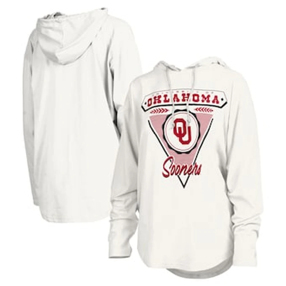 Women's Pressbox White Oklahoma Sooners San Bruno Hoodie Long Sleeve T-Shirt