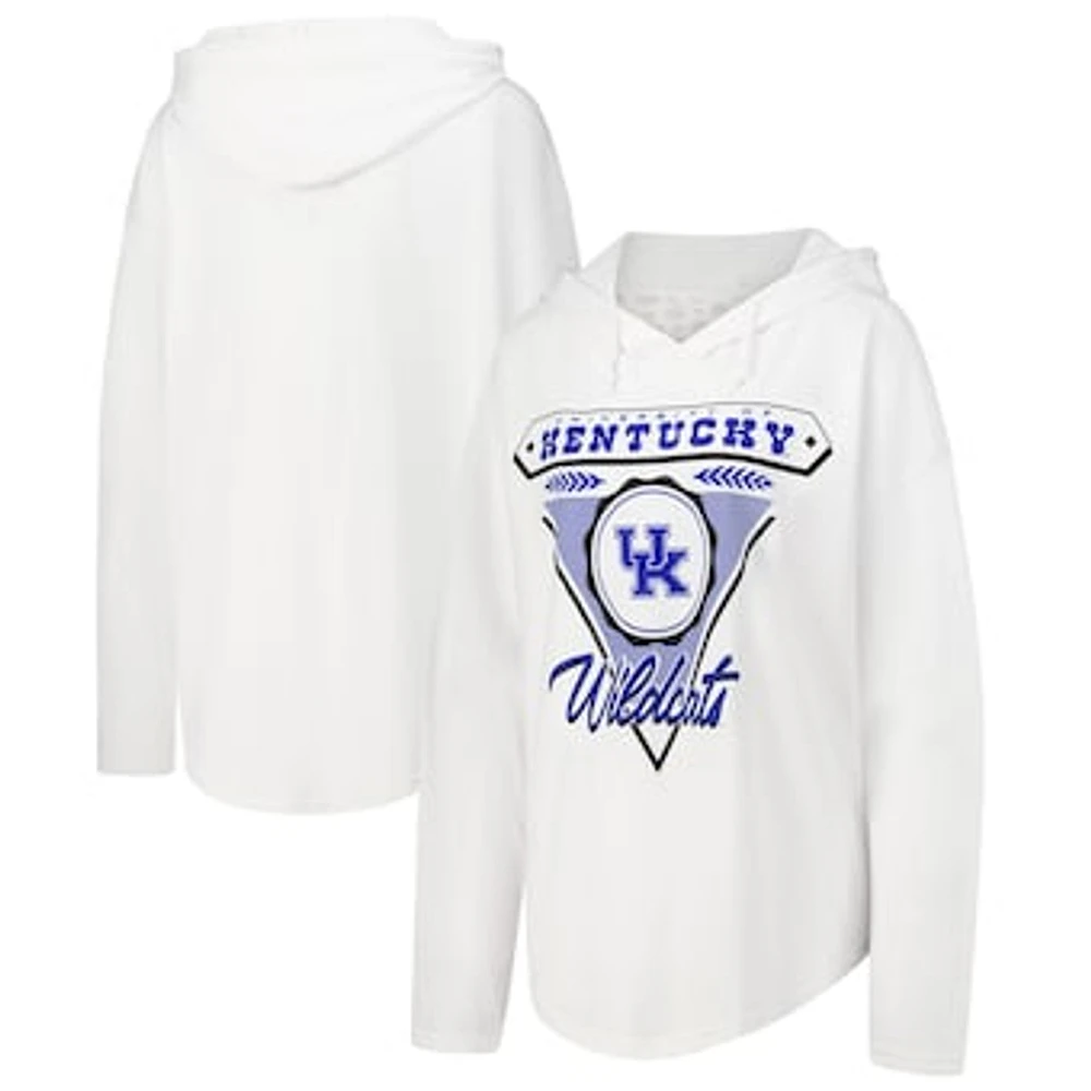 Women's Pressbox White Kentucky Wildcats San Bruno Hoodie Long Sleeve T-Shirt