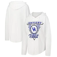 Women's Pressbox White Kentucky Wildcats San Bruno Hoodie Long Sleeve T-Shirt