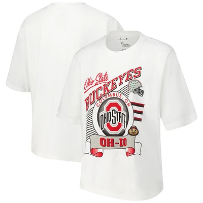 Women's Pressbox White Ohio State Buckeyes Rock & Roll Slub T-Shirt