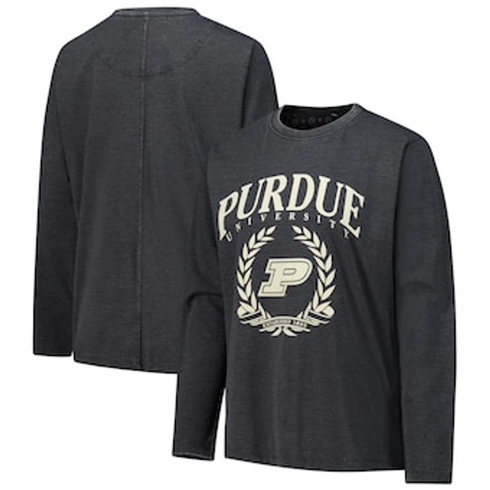 Women's Pressbox Black Purdue Boilermakers Chandler Olive Leaf Arch Long Sleeve T-Shirt