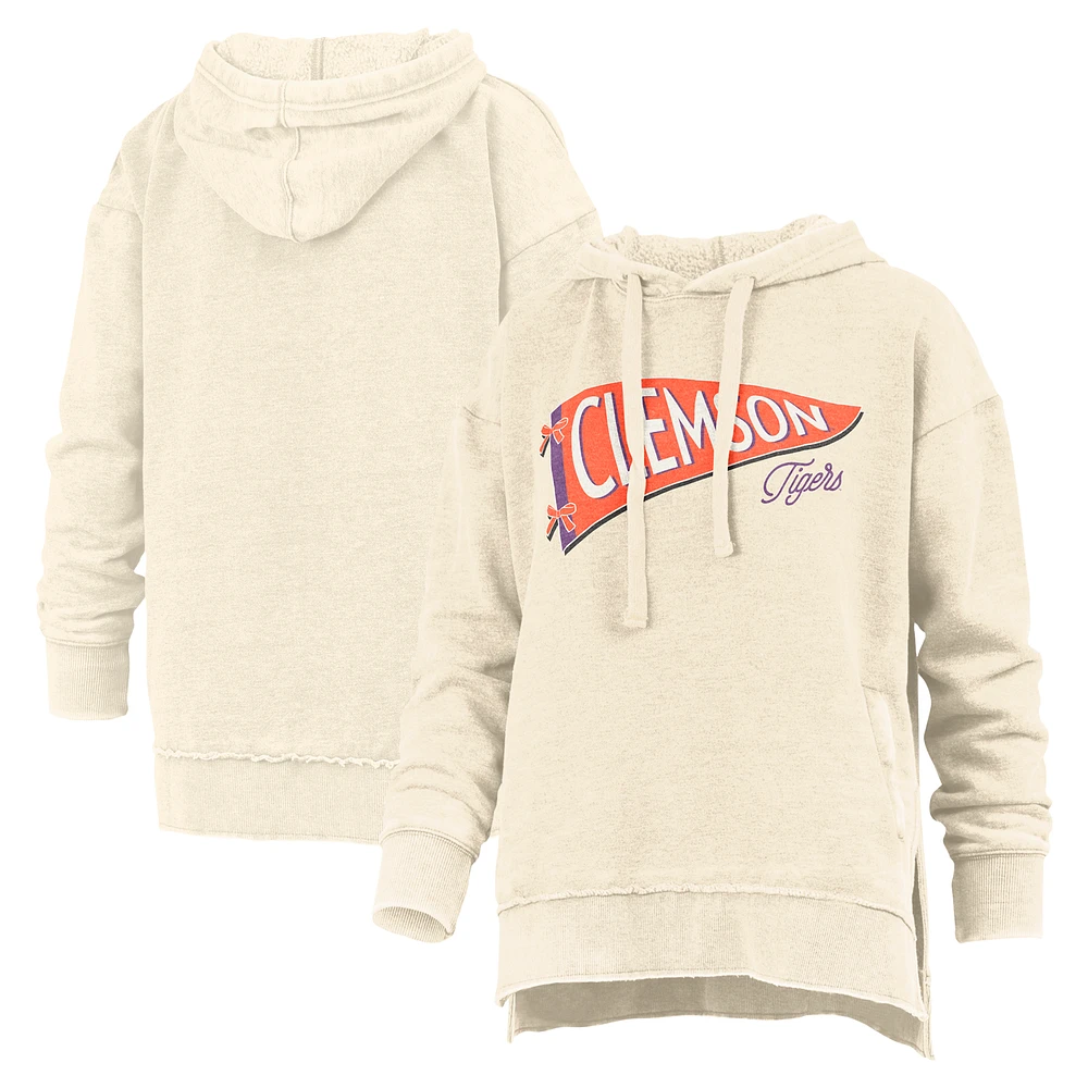 Women's Pressbox  Cream Clemson Tigers Marni Pullover Hoodie