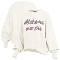 Women's Pressbox Cream Oklahoma Sooners Chelsea Oversized Pullover Sweatshirt