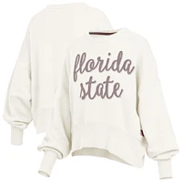 Women's Pressbox Cream Florida State Seminoles Chelsea Oversized Pullover Sweatshirt