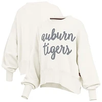 Women's Pressbox Cream Auburn Tigers Chelsea Oversized Pullover Sweatshirt