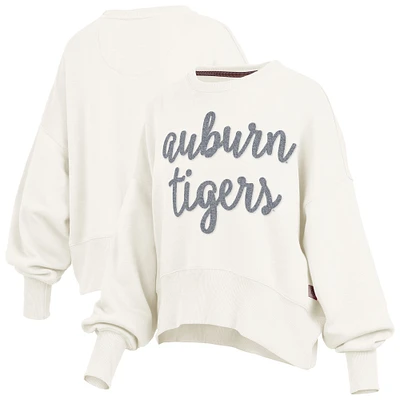 Women's Pressbox Cream Auburn Tigers Chelsea Oversized Pullover Sweatshirt