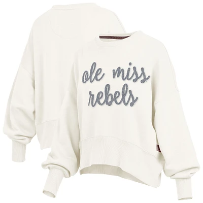 Women's Pressbox Cream Ole Miss Rebels Chelsea Oversized Pullover Sweatshirt