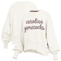 Women's Pressbox Cream South Carolina Gamecocks Chelsea Oversized Pullover Sweatshirt